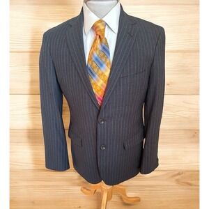 Strong Suit Gray Blue Stripe Reda Wool Silk Jacket Sport Coat Blazer Mens Sz 40R